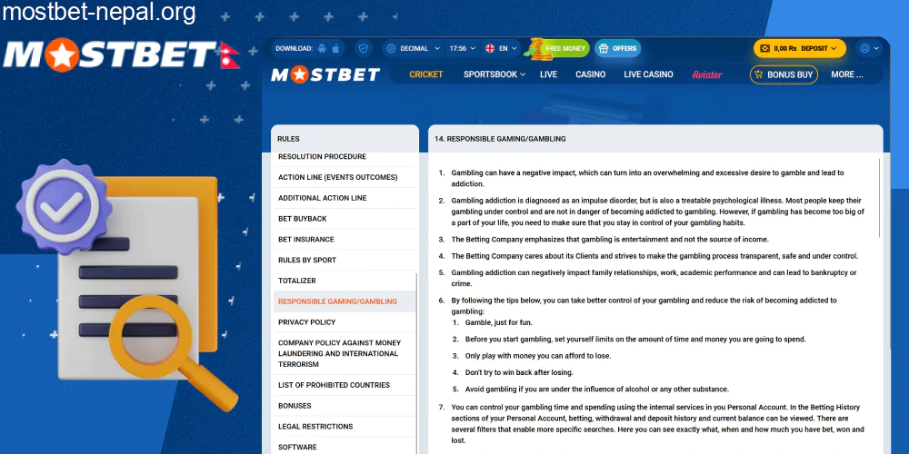 Mostbet encourages responsible gambling